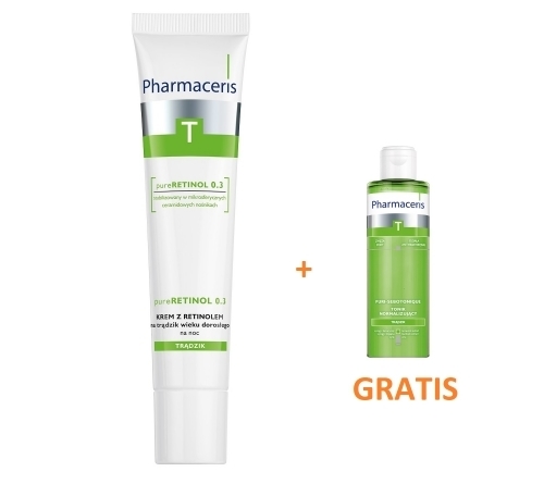 Zdjęcie PHARMACERIS T PURERETINOL 0.3 Krem Noc 40 ml + PURI-SEBOTONIQUE Tonik 100 ml GRATIS