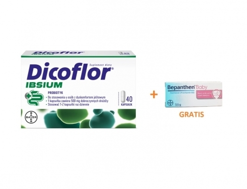 Zdjęcie DICOFLOR IBSIUM 40 kapsułek + BABY maść ochronna 3,5 g GRATIS