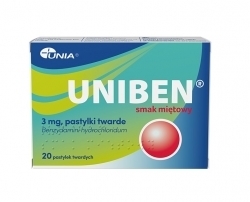Zdjęcie UNIBEN 3 mg smak miętowy 20 pastylek twardych