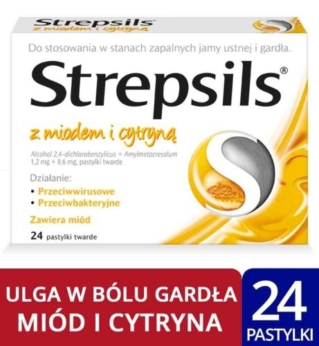Zdjęcie STREPSILS Miód-Cytryna 24 pastylki