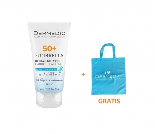 Zdjęcie DERMEDIC SUNBRELLA Krem ochronny SPF 50+ do skóry tłustej i mieszanej 40 ml + Torba GRATIS