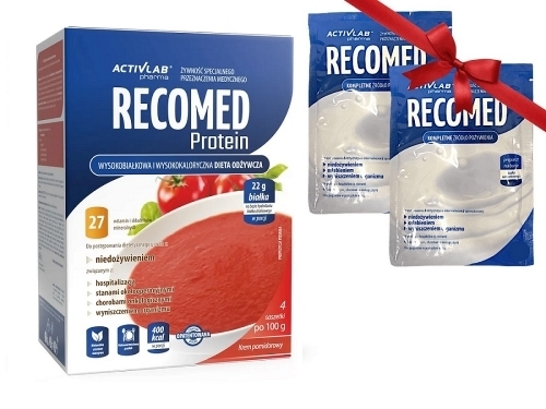 Zdjęcie ACTIVLAB RECOMED PROTEIN Krem pomidorowo 4 saszetki + SASZ. RECOMED 65G GRATIS!