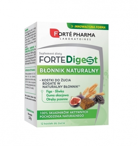 Zdjęcie FORTE DIGEST Błonnik naturalny 12 kostek do żucia