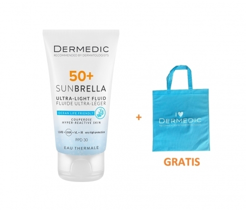 Zdjęcie DERMEDIC SUNBRELLA Krem ochronny SPF 50+ dla skóry naczynkowej i nadreaktywnej 40 ml + Torba GRATIS