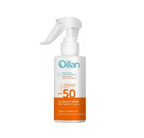 Zdjęcie OILLAN Ochronny spray przeciwsłoneczny do twarzy i ciała SPF50+ do skóry wrażliwej 125 ml