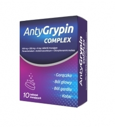 Zdjęcie ANTYGRYPIN COMPLEX 500 mg + 200 mg + 4 mg 10 tabletek musujących