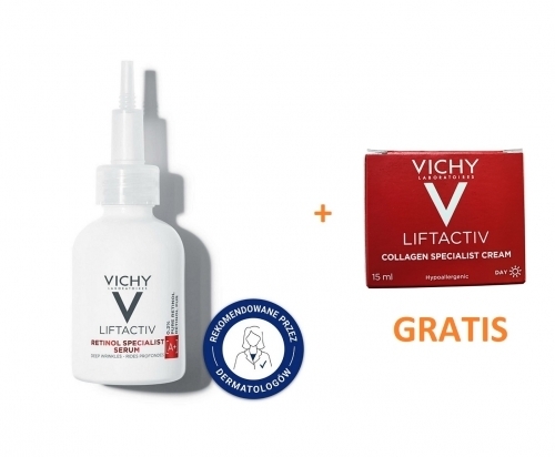Zdjęcie VICHY LIFTACTIV SPECIALIST RETINOL Serum na noc 30 ml + SPECIALIST Krem na dzień 15 ml GRATIS