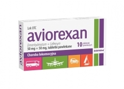 Zdjęcie AVIOREXAN 50 mg+50 mg na chorobę lokomocyjną 10 tabletek