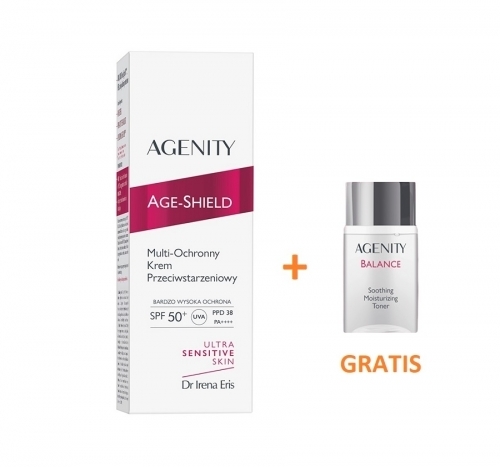 Zdjęcie AGENITY AGE-SHIELD Multi-ochronny krem przeciwstarzeniowy SPF50+ 50 ml + Tonik 50 ml GRATIS