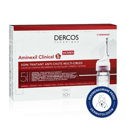 Zdjęcie VICHY DERCOS AMINEXIL CLINICAL 5 kuracja dla kobiet przeciw wypadaniu włosów 6 ml 21 ampułek