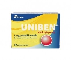 Zdjęcie UNIBEN 3 mg smak cytrynowy 20 pastylek twardych
