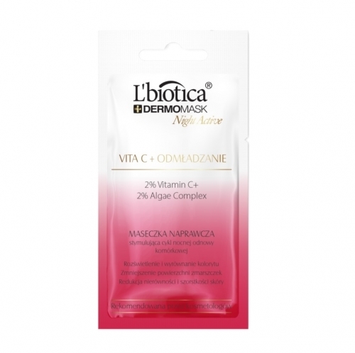 Zdjęcie L'BIOTICA DERMOMASK Night Active VITA C+ Odmładzanie Maseczka naprawcza 12 ml