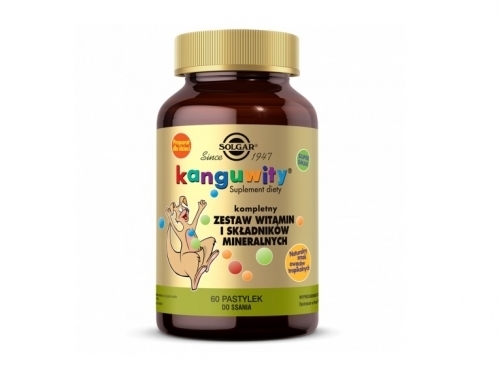 Zdjęcie SOLGAR Kanguwity witaminy i minerały smak owowców tropikalnych 60 pastylek