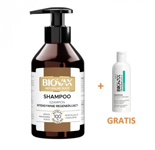 Zdjęcie BIOVAX Szampon intensywnie regenerujący argan makadamia kokos 200 ml + MINI SZAMPON 50 ml GRATIS