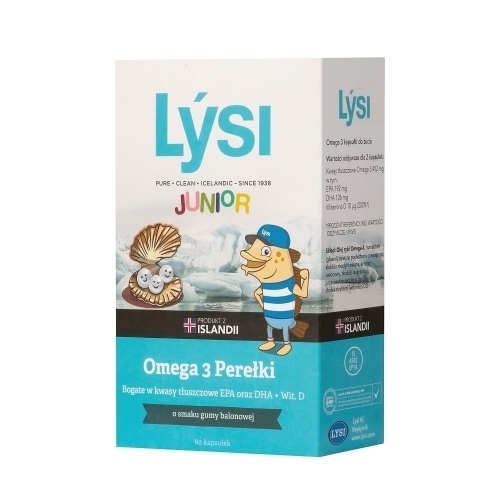 Zdjęcie LYSI JUNIOR OMEGA3 Perełki o smaku gumy balonowej 60 kapsułek