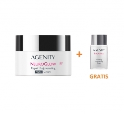 Zdjęcie AGENITY NEUROGLOW 5° Naprawczy krem odmładzający na noc 50 ml + Tonik 50 ml GRATIS
