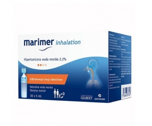 Zdjęcie MARIMER Inhalation 2,2% hipertoniczna woda morska 5 ml 30 ampułek