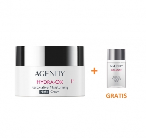 Zdjęcie AGENITY HYDRA-OX 1° Odbudowujący krem nawilżający na noc 50 ml + Tonik 50 ml GRATIS