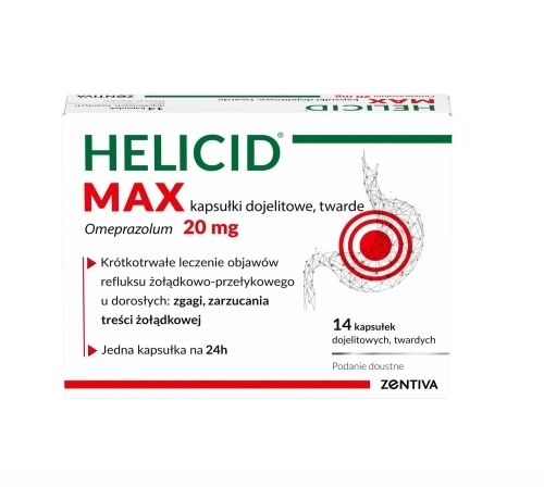 Zdjęcie HELICID MAX (PIASTPRAZOL) 20 mg 14 kapsułek