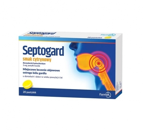 Zdjęcie SEPTOGARD 3 mg smak cytrynowy 20 pastylek