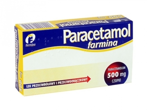 Zdjęcie PARACETAMOL czopki 500 mg 10 czopków FARMINA