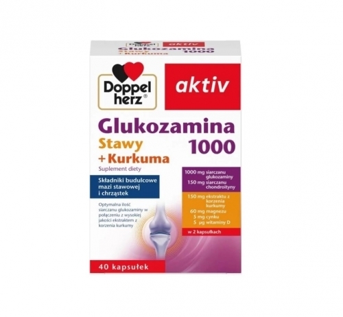 Zdjęcie DOPPELHERZ AKTIV Glukozamina 1000 Stawy + Kurkuma 40 kapsułek