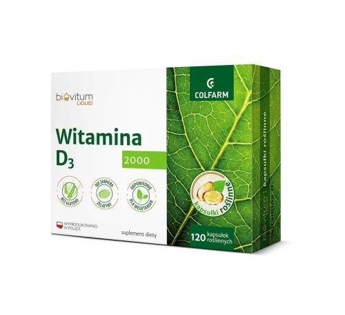 Zdjęcie COLFARM Biovitum Liquid Witamina D3 2000 120 kapsułek