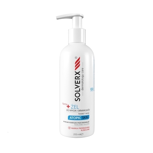 Zdjęcie SOLVERX DERMATOLOGY CARE + FORTE Żel do mycia i demakijażu twarzy i oczy Atopic Skin 200 ml