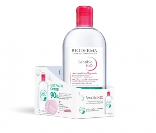 Zdjęcie BIODERMA SENSIBIO H2O Woda micelarna 500 ml + Płatki wielorazowego użytku Glov Moon Pads 3 sztuki