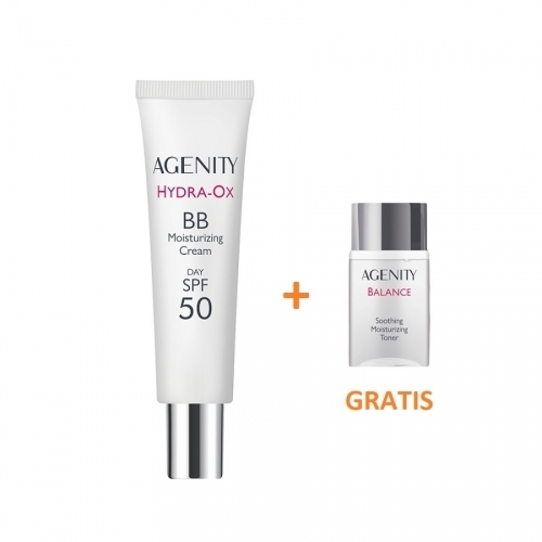 Zdjęcie AGENITY HYDRA-OX Nawilżający krem BB 20 MEDIUM BEIGE na dzień SPF50+ 30 ml + Tonik 50 ml GRATIS