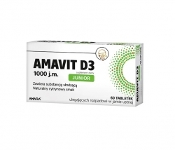 Zdjęcie AMAVIT D3 JUNIOR 1000 j.m. 60 tabletek ulegających rozpadowi w jamie ustnej DATA 31.07.2024