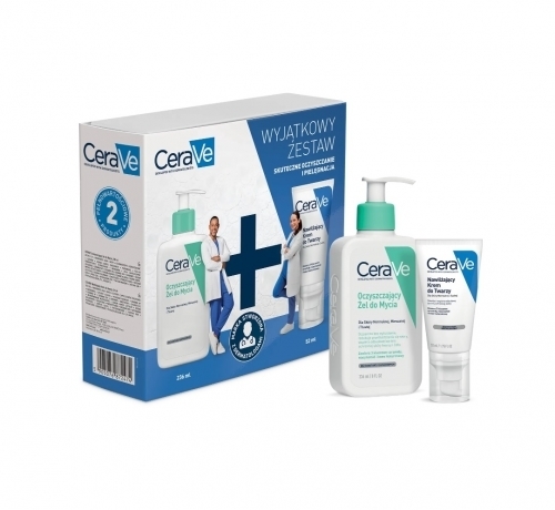 Zdjęcie CERAVE ZESTAW Oczyszczający Żel do mycia 236 ml + Nawilżający krem do twarzy 52 ml