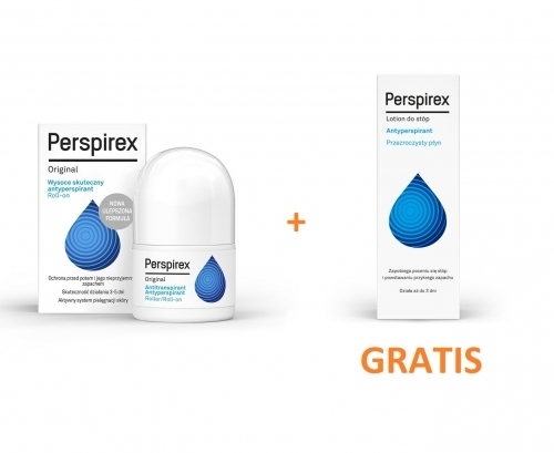 Zdjęcie PERSPIREX ORIGINAL Antyperspirant roll-on 20 ml + PERSPIREX FOOT LOTION do stóp 20 ml GRATIS