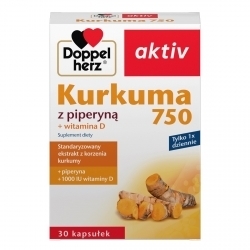 Zdjęcie DOPPELHERZ AKTIV Kurkuma 750 z piperyną 30 kapsułek