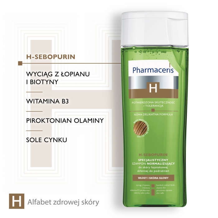 Zdjęcie PHARMACERIS H SEBOPURIN Specjalistyczny szampon normalizujący do skóry łojotokowej 250 ml