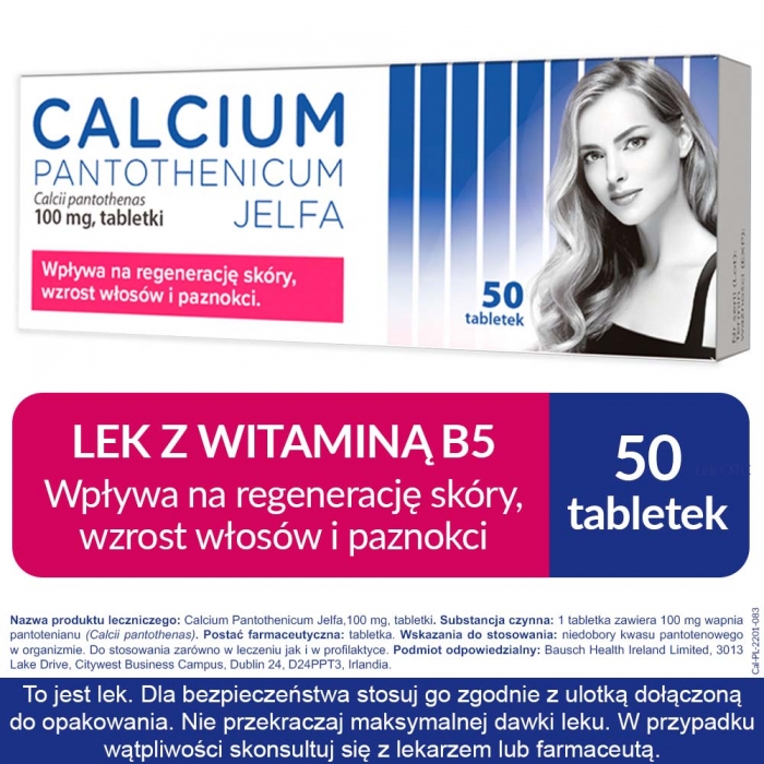 Zdjęcie CALCIUM PANTOTHENICUM JELFA 100 mg 50 tabletek